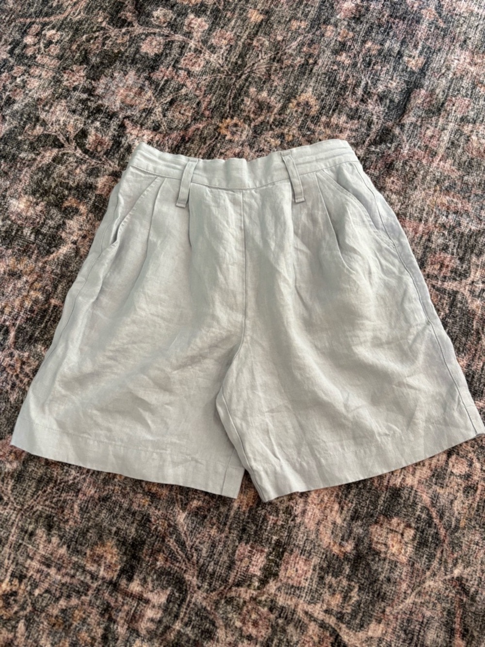 notPERFECTLINEN Light blue High Waist Linen Shorts